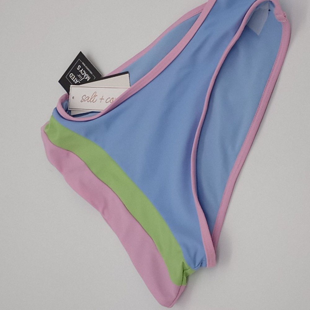 Salt + Cove Colorblocked High-Waist Bikini Bottoms Periwinkle L - Picture 5 of 9